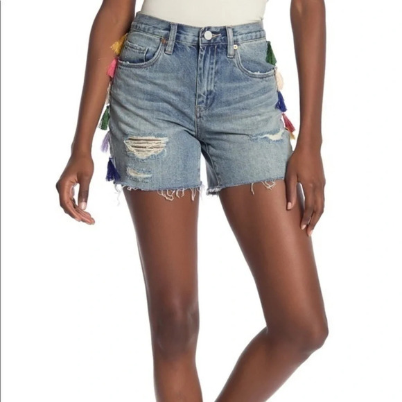 Blank NYC • NWT Tassel High Waisted Denim Shorts - Picture 2 of 8